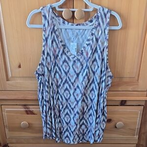 Maurices Blue and Brown Patterned Tank Top